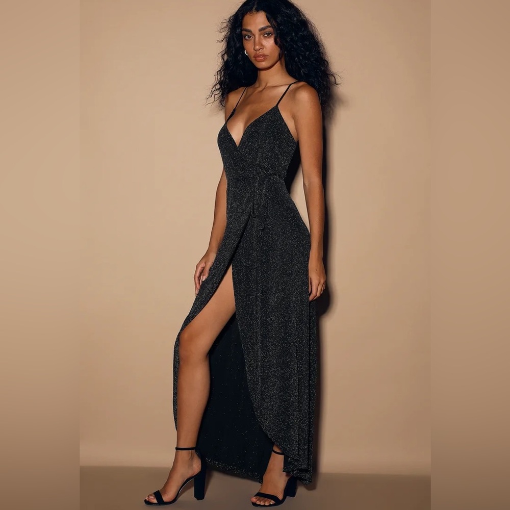 Lulus Celestial Sparkly Wrap Dress